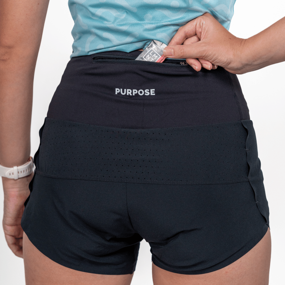 Women's PRO High Waisted 4 Inch Shorts for Running & Racing v2 (Carbon Black) - Purpose Performance Wear